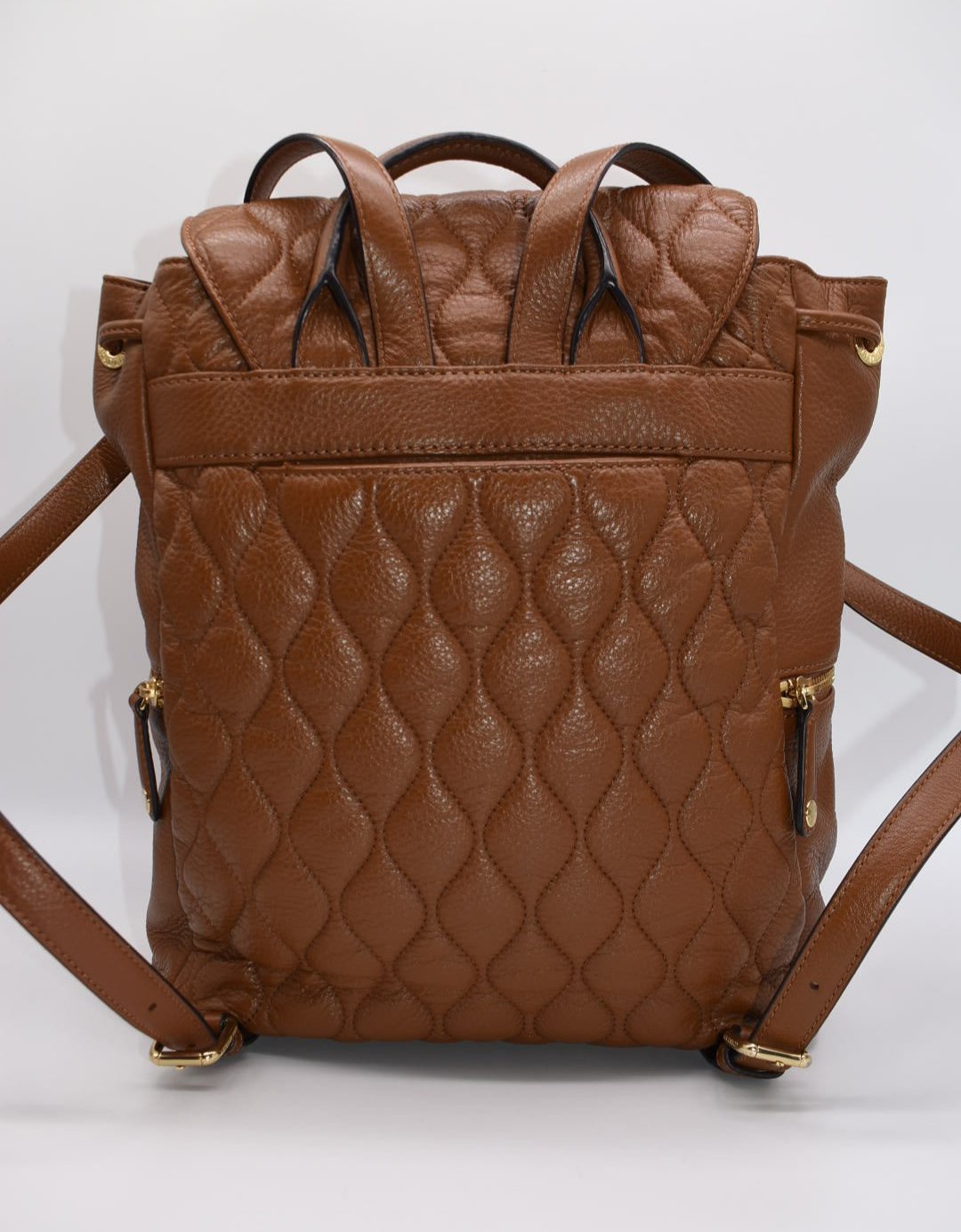 Vera Bradley Quilted Leather Amy Backpack in Cognac