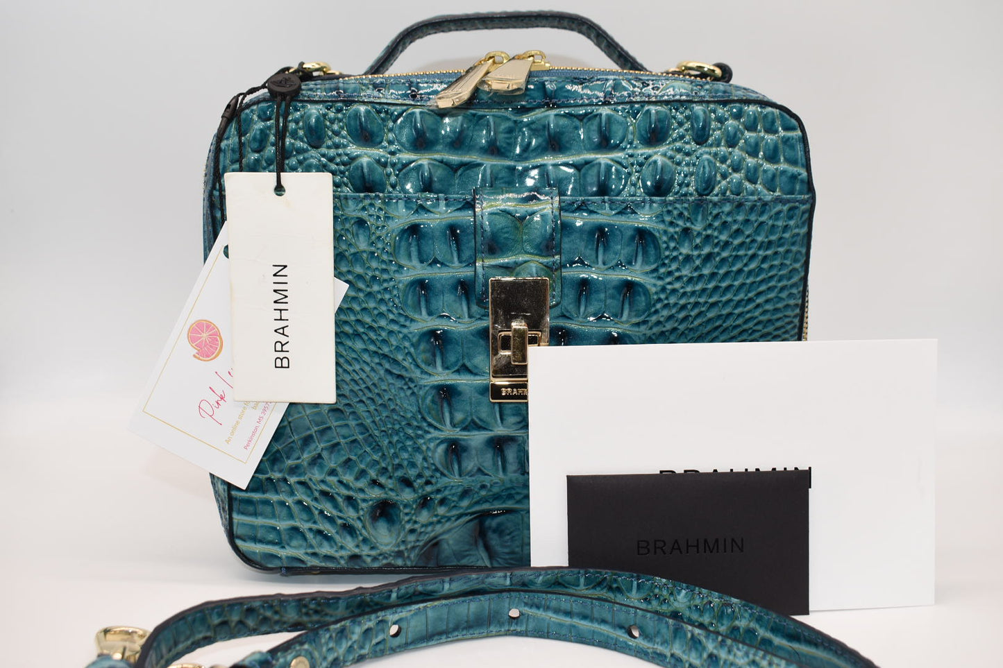 Brahmin Evie Top Handle Crossbody Bag in Lagoon Melbourne