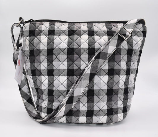 Vera Bradley Bucket Crossbody Bag in "Pearl Buffalo Check" Pattern