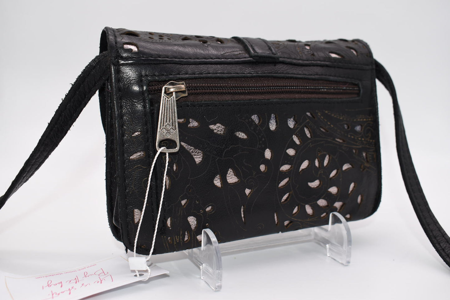 Patricia Nash Torri Tooled Leather Crossbody Bag in Black