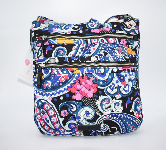 Vera Bradley Triple Zip Crossbody Bag in "Mickey's Whimsical Paisley" Pattern