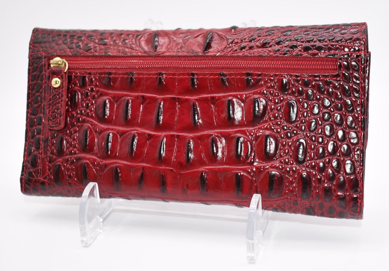 Brahmin Soft Checkbook Wallet in Crimson Melbourne