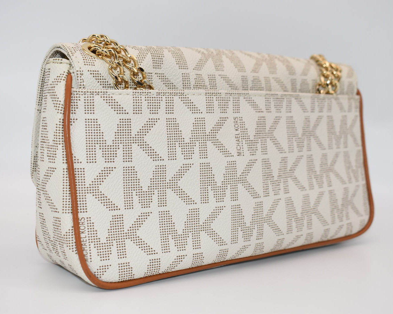 Michael Kors Hamilton Small Flap Chain Shoulder Bag in Vanilla Tan