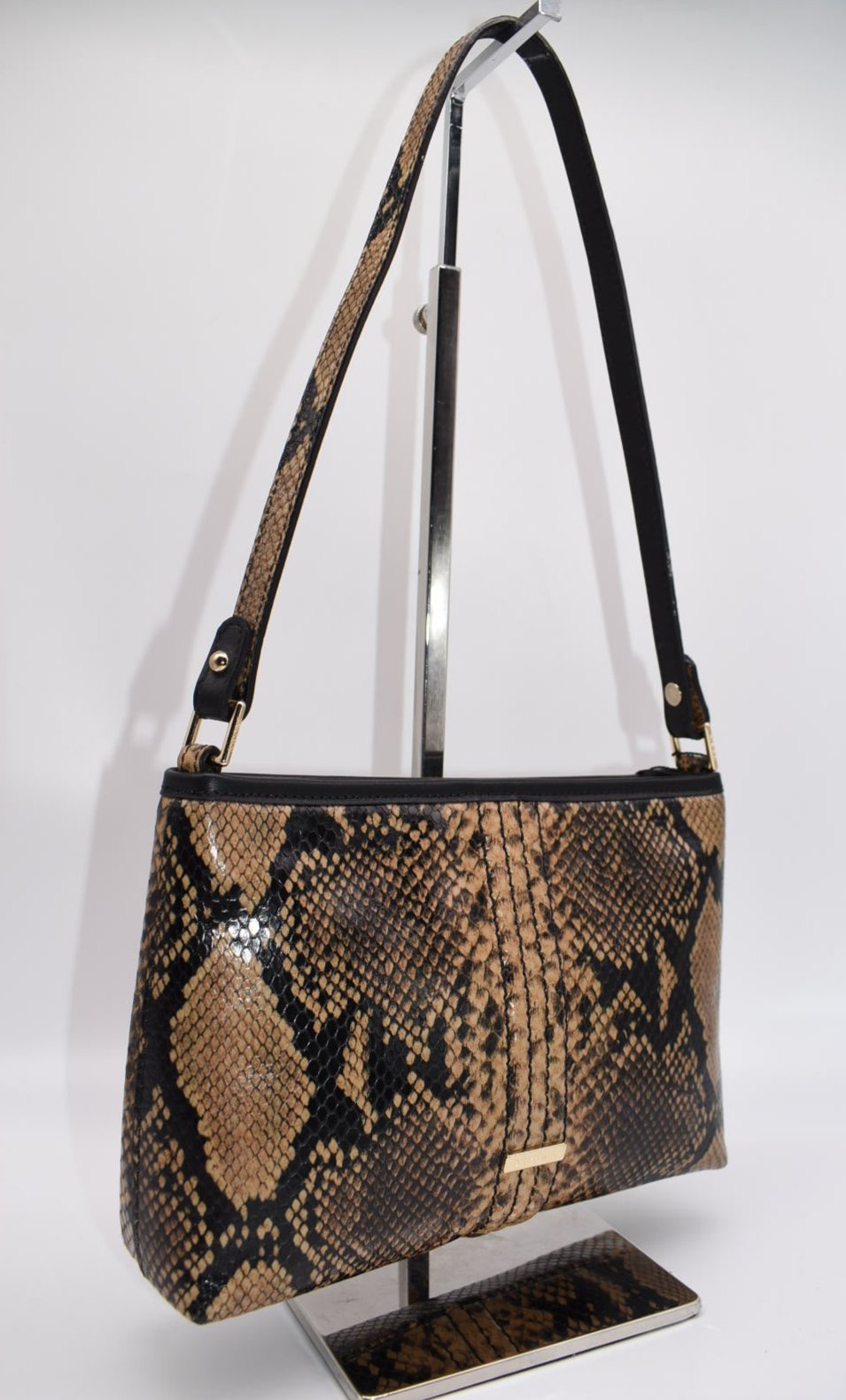 Brahmin Lorelei Python Embossed Leather in "Coffee Felix"