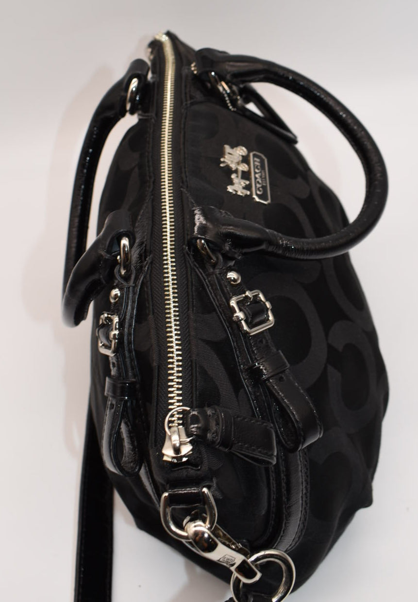 Coach Sophia Op Art Satchel Bag in Black