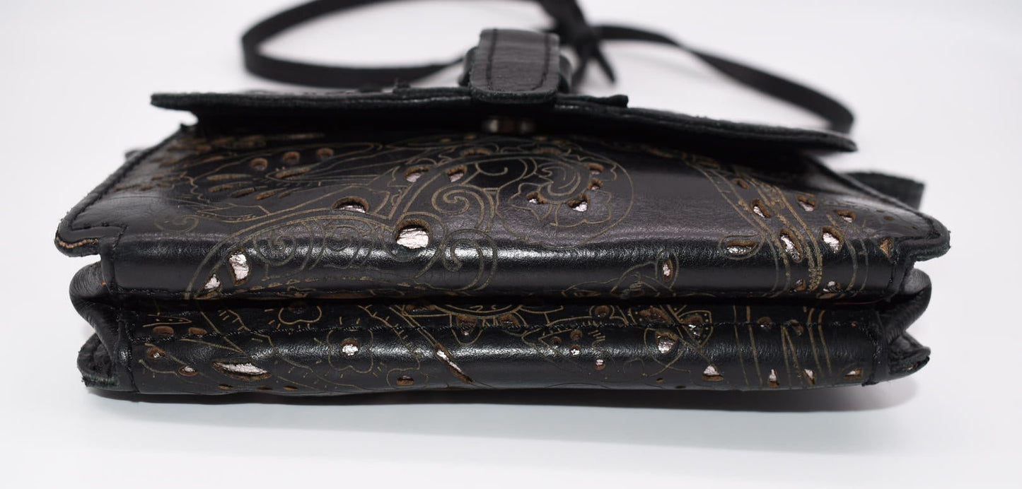 Patricia Nash Torri Tooled Leather Crossbody Bag in Black