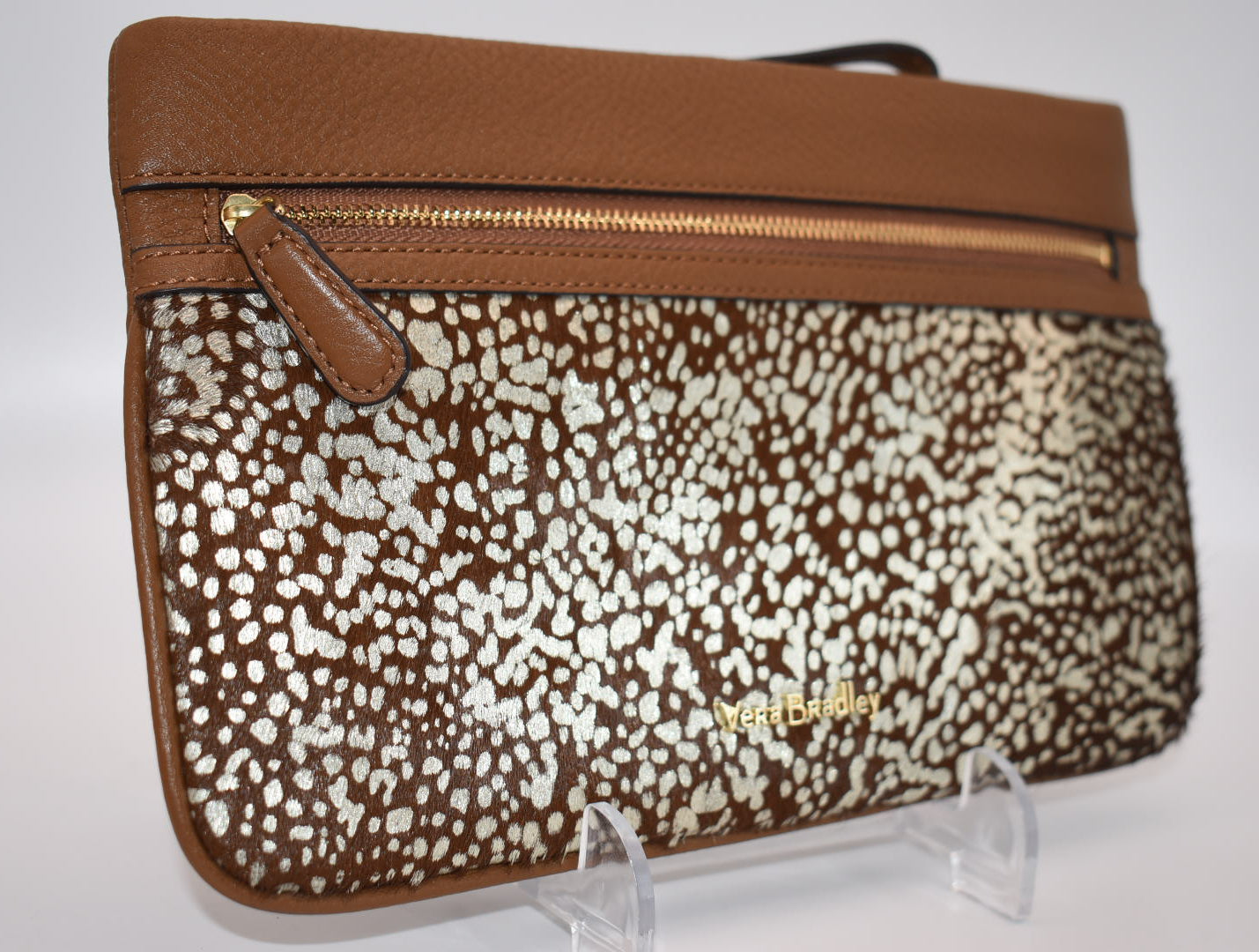 Vera Bradley Mia Leather Wristlet in "Downtown Dots" Pattern