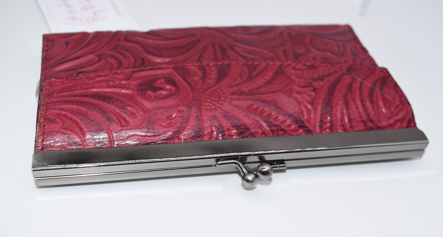 Patricia Nash Paola Tooled Leather Wallet in Raspberry