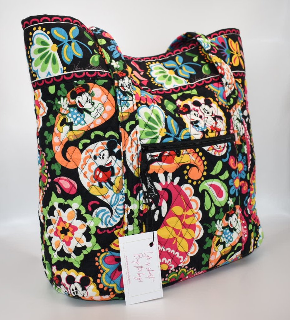 Vera Bradley Large Vera Tote Bag in "Midnight Mickey" Pattern