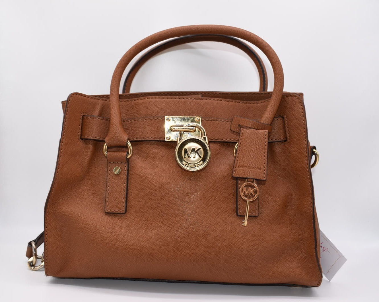 Michael Kors Hamilton Tan Saffiano Leather Satchel Tote Bag