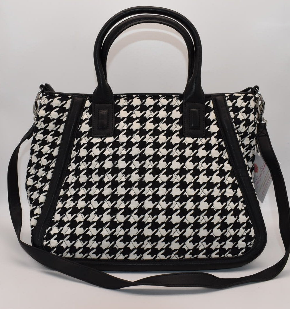 Vera Bradley Trimmed Trapeze Satchel Bag in Houndstooth Pattern