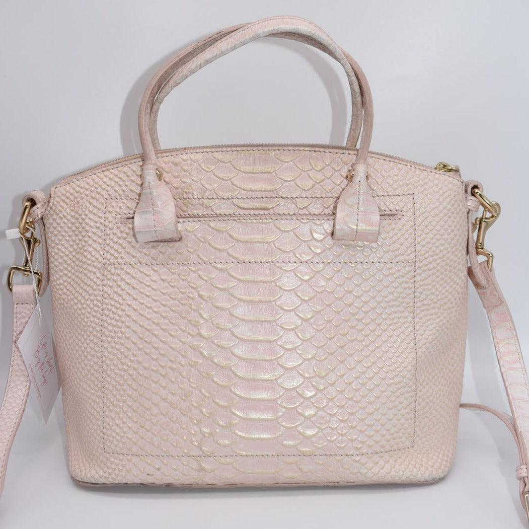 Dooney & Bourke Pink Pearl Croc Domed Satchel Bag