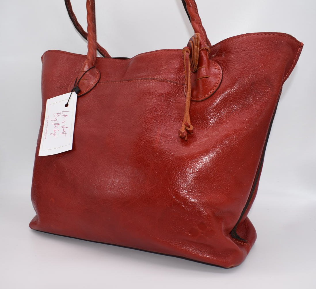 Patricia Nash Eastleigh Tote Bag in Distressed Red Leather