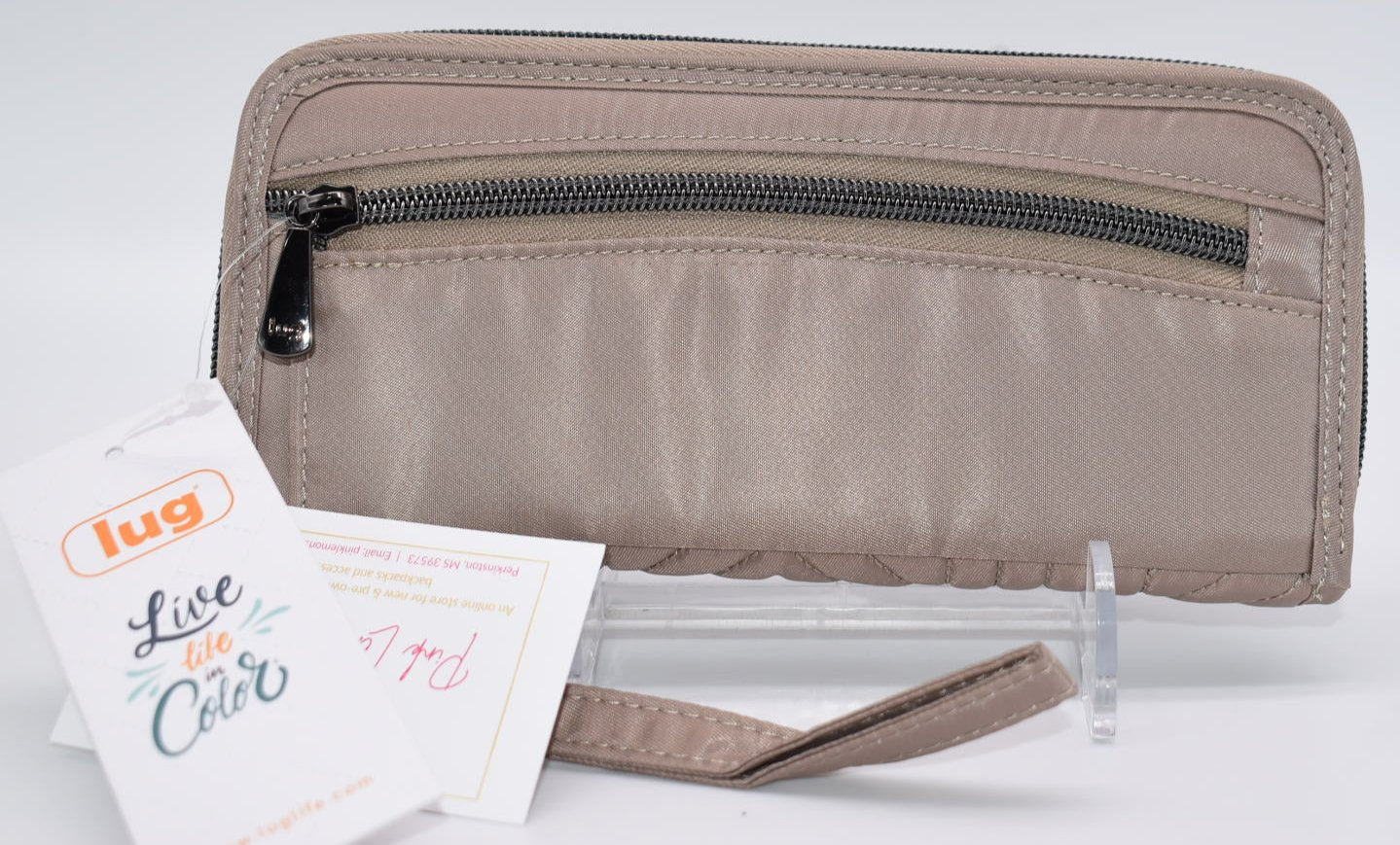 Lug Straddle Wristlet RFID Wallet in Sand Taupe