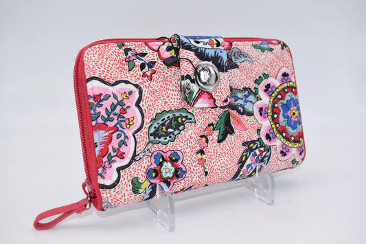 Vera Bradley RFID Turnlock Wallet in "Stitched Flowers" Pattern