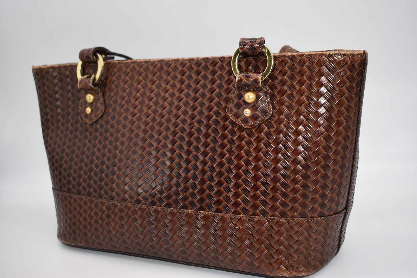 Vintage Brahmin Small Tote Bag in Woven Brown