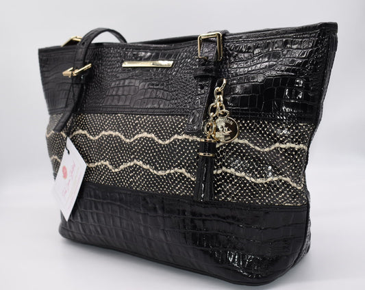 Brahmin Medium Asher Tote Bag in Black Mandana