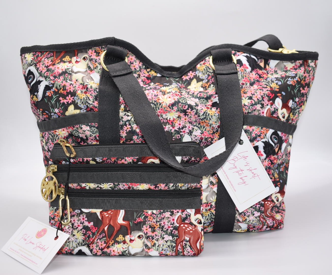 LeSportSac Small Carryall Bag & 3-Zip Pouch in"Bambi"