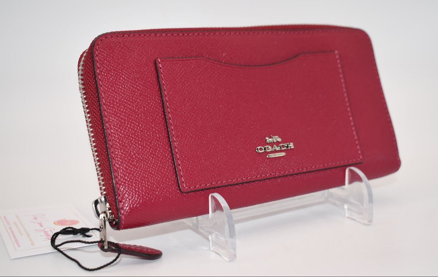 Coach Leather Accordion Wallet in Deep Pink