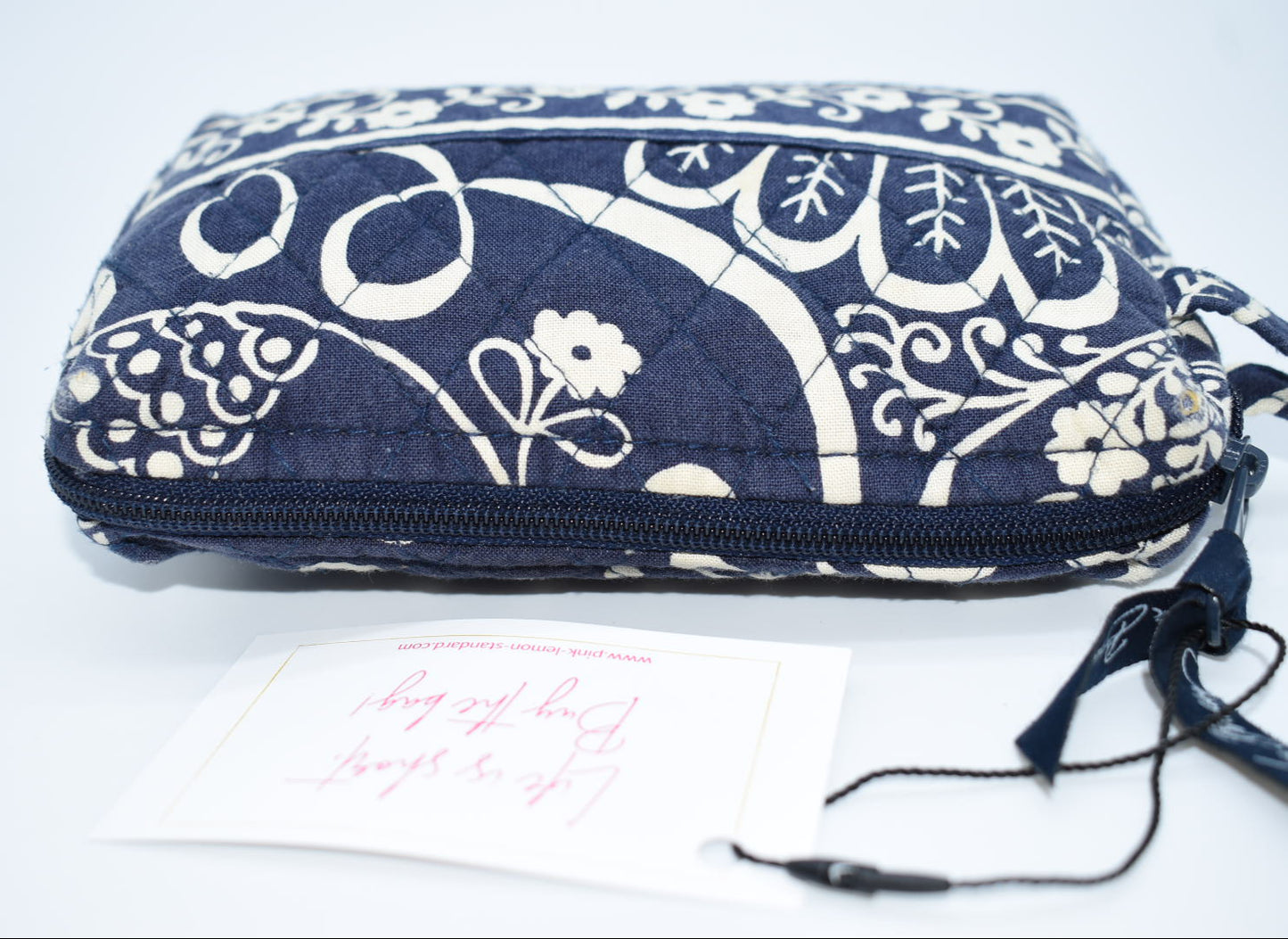 Vera Bradley Small Cosmetic Bag in "Twirly Bird Navy " Pattern