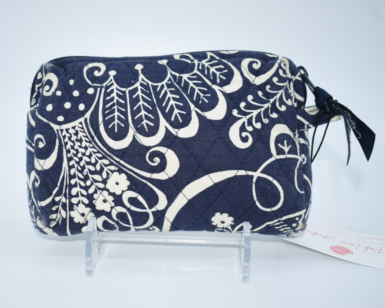 Vera Bradley Small Cosmetic Bag in "Twirly Bird Navy " Pattern