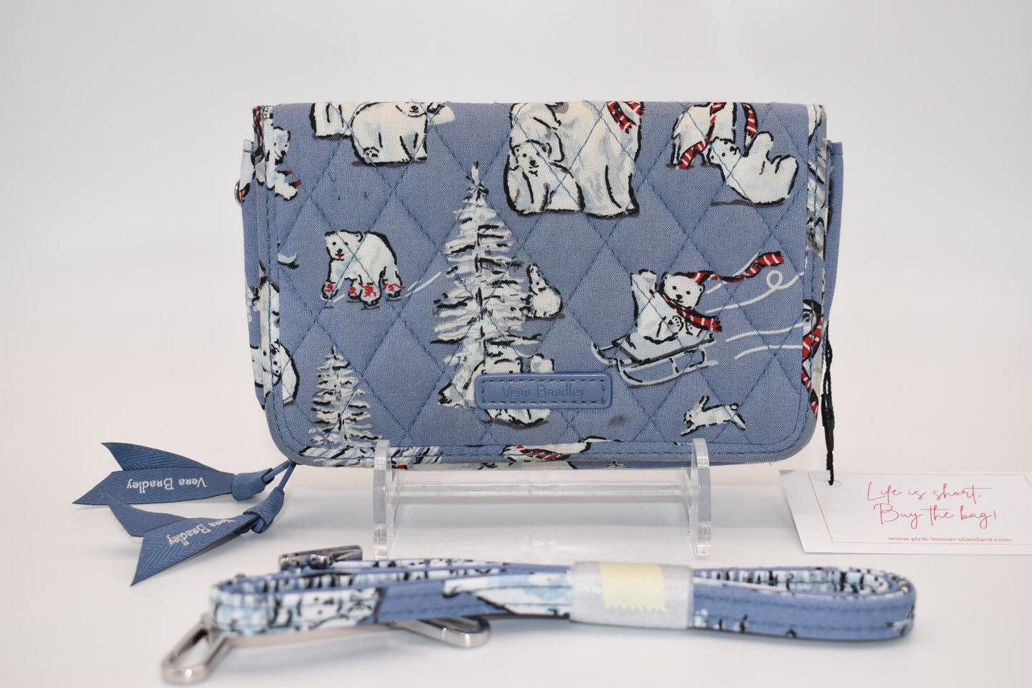 Vera Bradley RFID 3 in 1 Crossbody Bag in "Beary Merry Cool Blue" Pattern