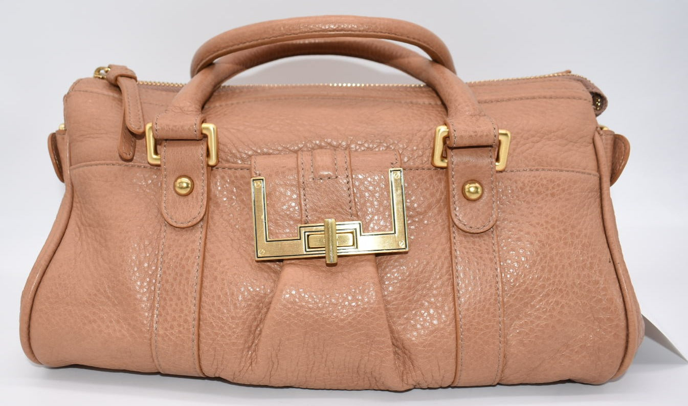 Brahmin Turnlock Pebble Leather Satchel Bag