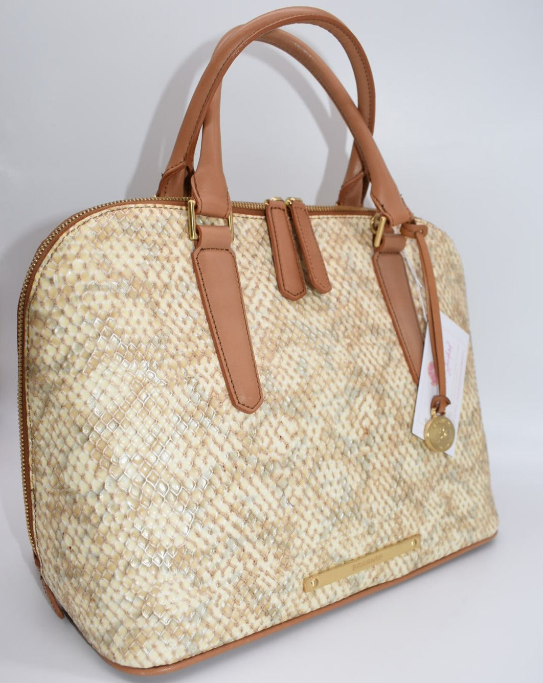 Brahmin Vivian Satchel Bag in Beige Parker