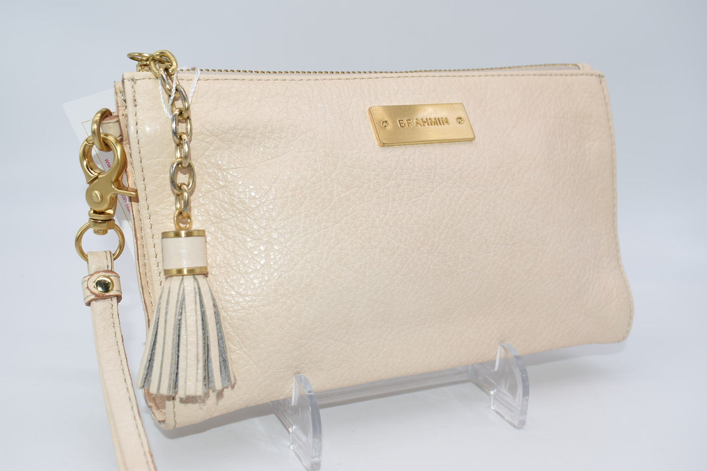 Brahmin Daisy Wristlet in Cream Smooth Leather