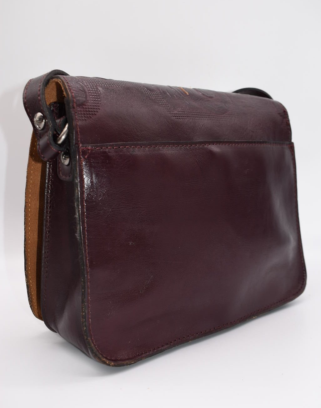 Patricia Nash Ilina Cut Out Tooled Leather Flap Crossbody in Plum