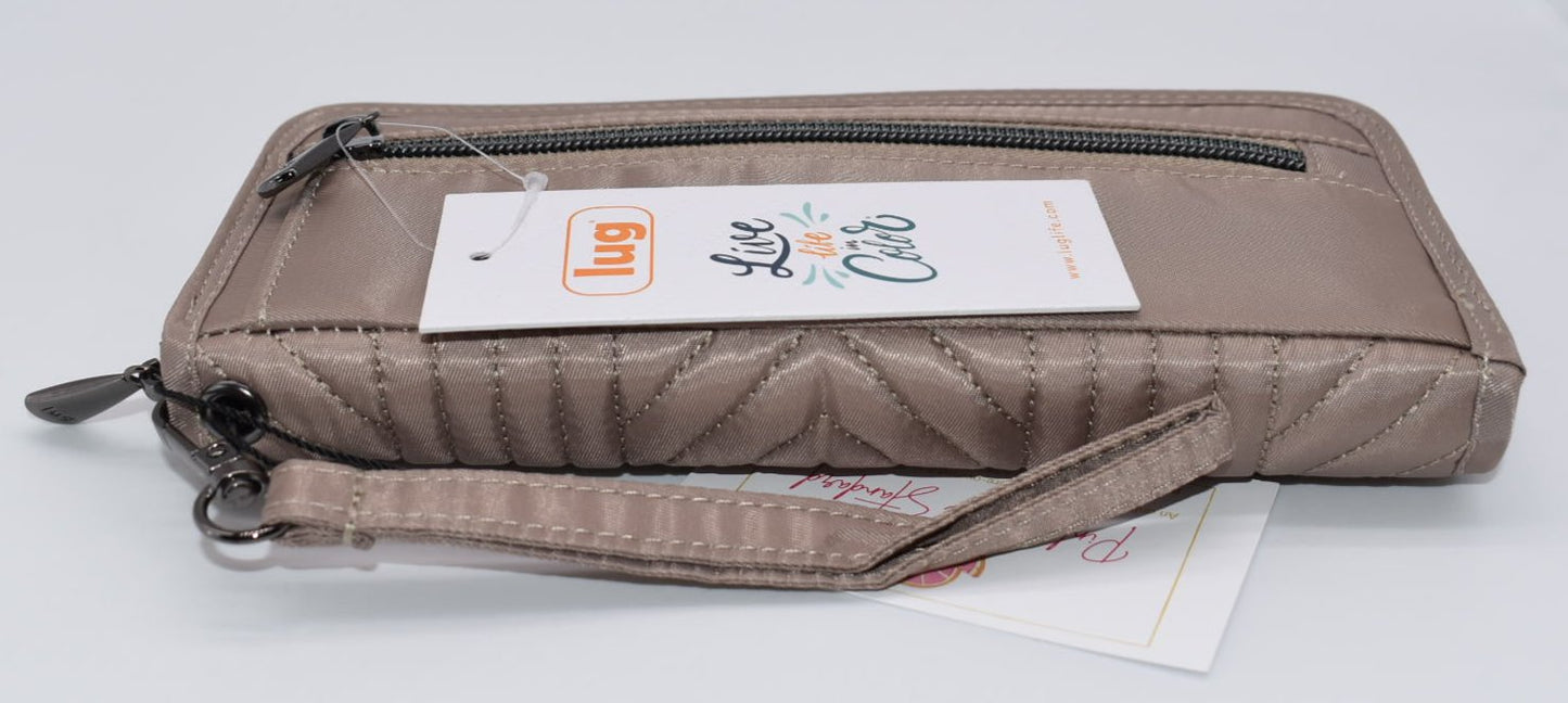 Lug Straddle Wristlet RFID Wallet in Sand Taupe