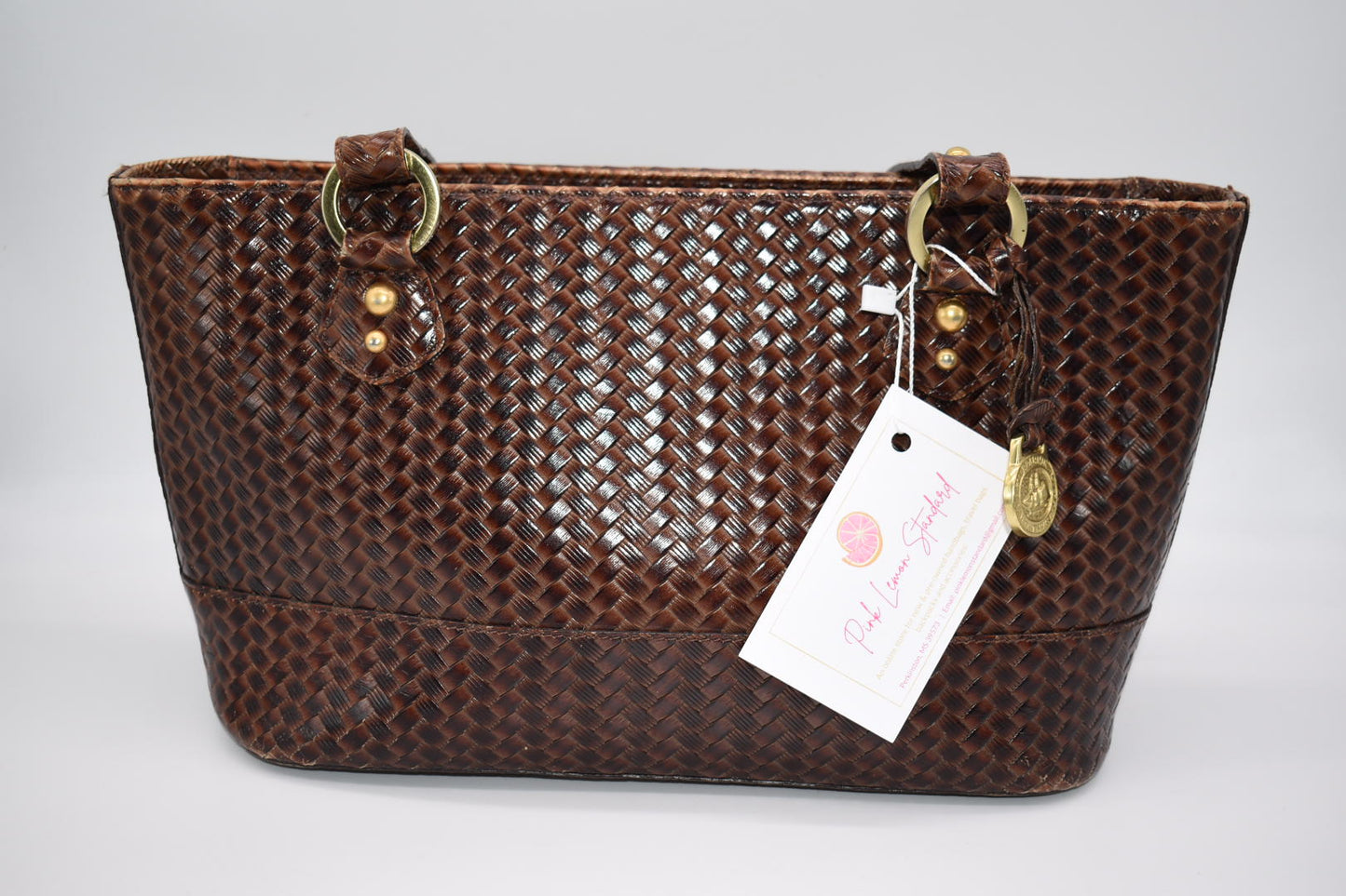 Vintage Brahmin Small Tote Bag in Woven Brown