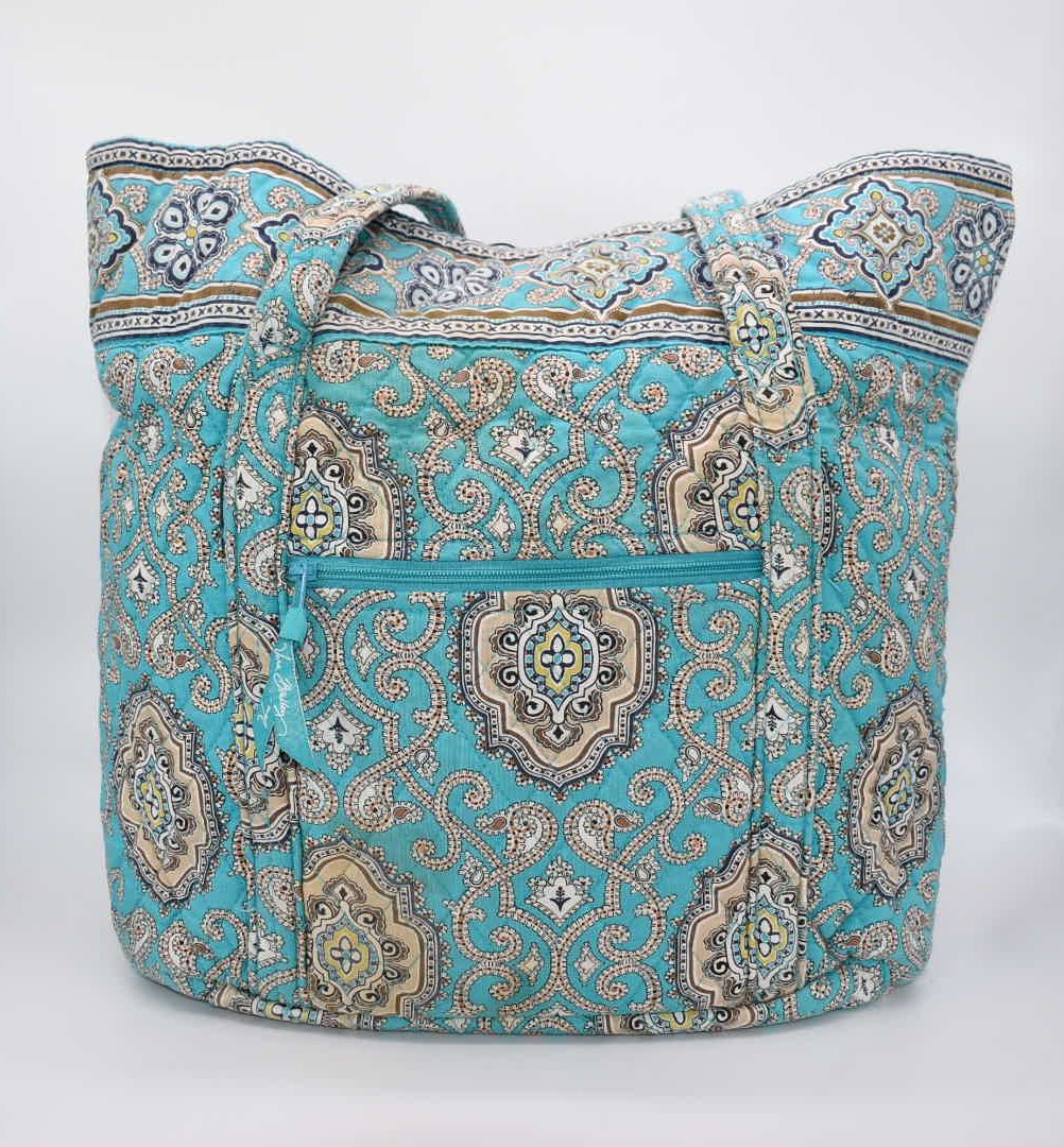 Vera Bradley Large Vera Tote Bag in "Totally Turq" Pattern