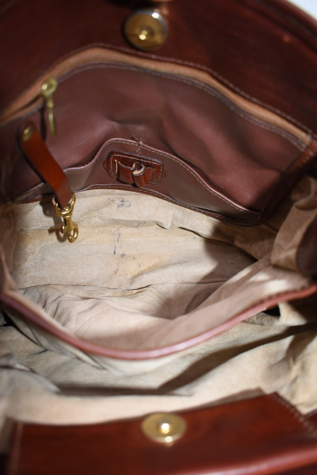 Brahmin Leather & Natural Canvas Tote Bag