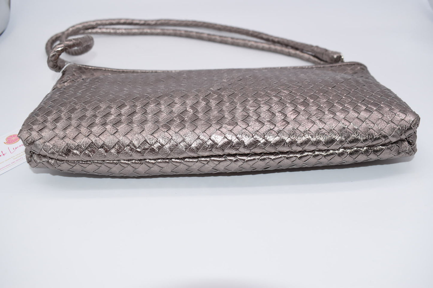 Elliot Lucca Woven Metallic Silver Convertible Shoulder Bag