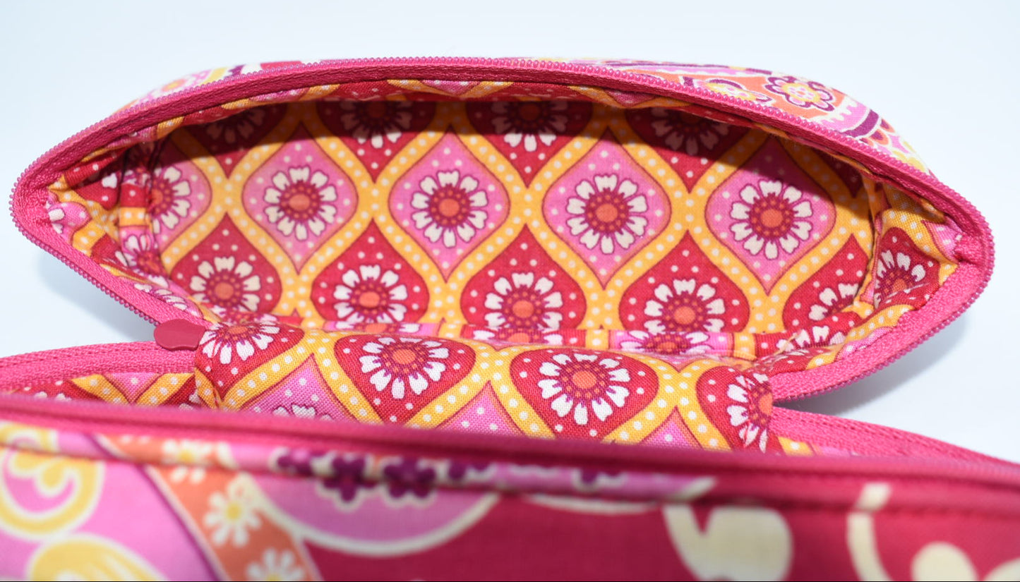 Vera Bradley Brush & Pencil Zip Case in "Raspberry Fizz" Pattern