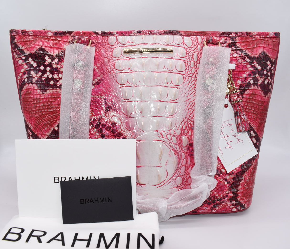 Brahmin Medium Asher Tote Bag in Crown of Hearts Ombre Melbourne