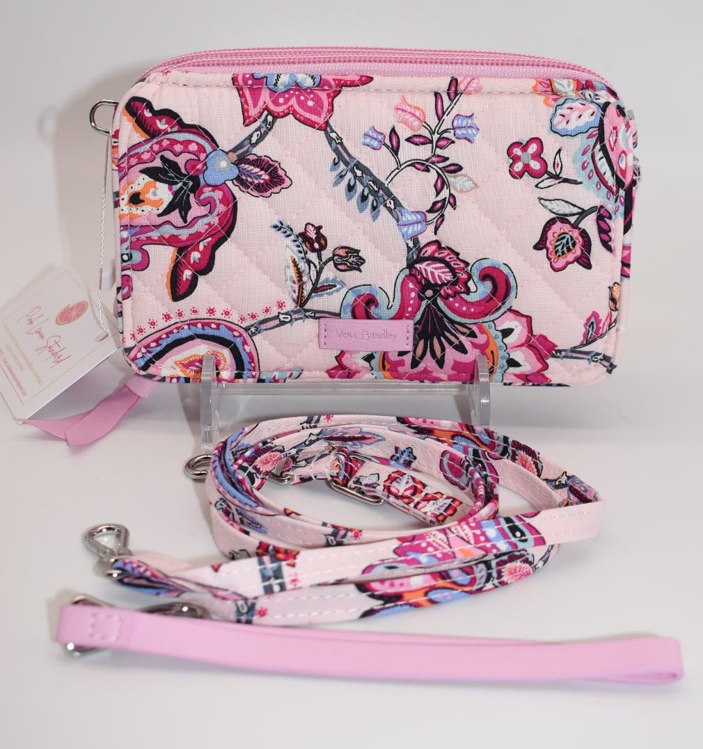 Vera Bradley RFID All in One Crossbody Bag in "Felicity Paisley Pink" Pattern