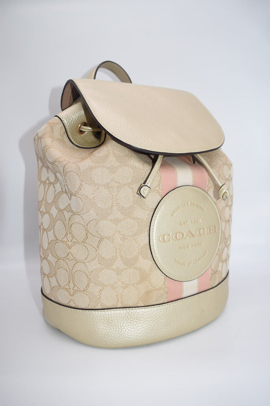 Coach Dempsey Drawstring Backpack in Signature Jacquard- Stripe & Coach Patch