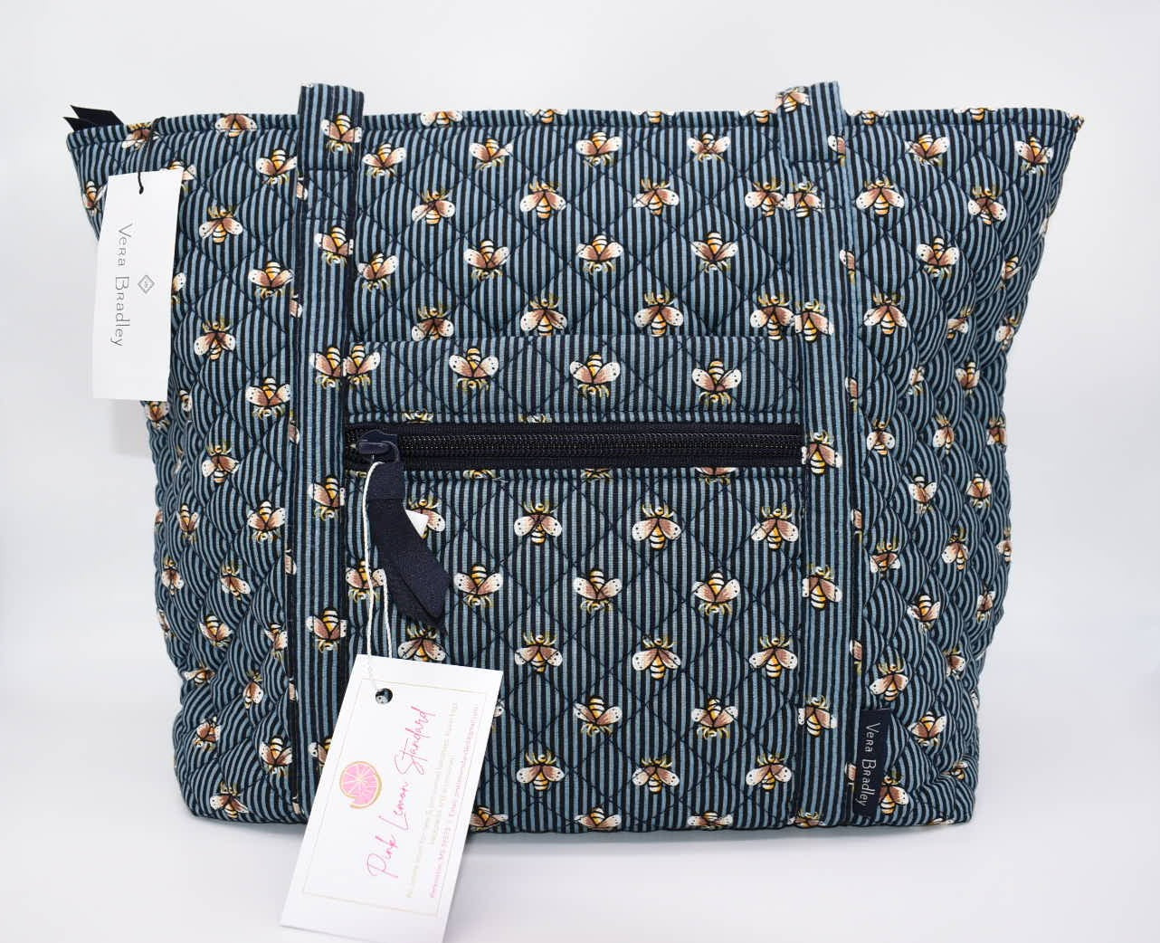Tory Burch Blake Small Plaid Tote in Tory Navy Multi 