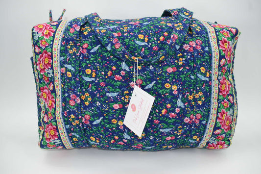 Vintage Vera Bradley Large Duffel Bag in "Bluebird-1998" Pattern