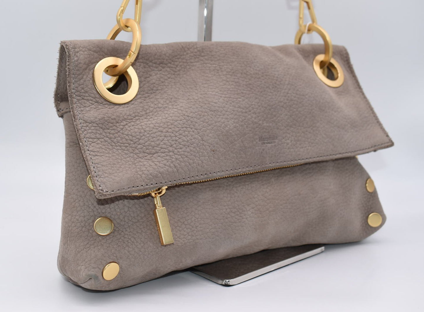 Hammitt VIP Montana Medium Shoulder Bag in Gray Natural/Brushed Gold