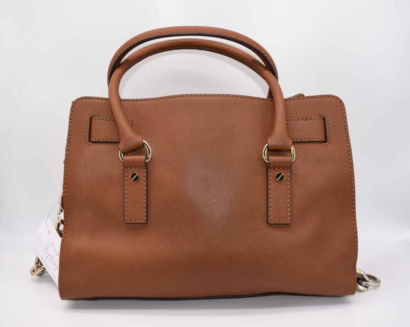 Michael Kors Hamilton Tan Saffiano Leather Satchel Tote Bag