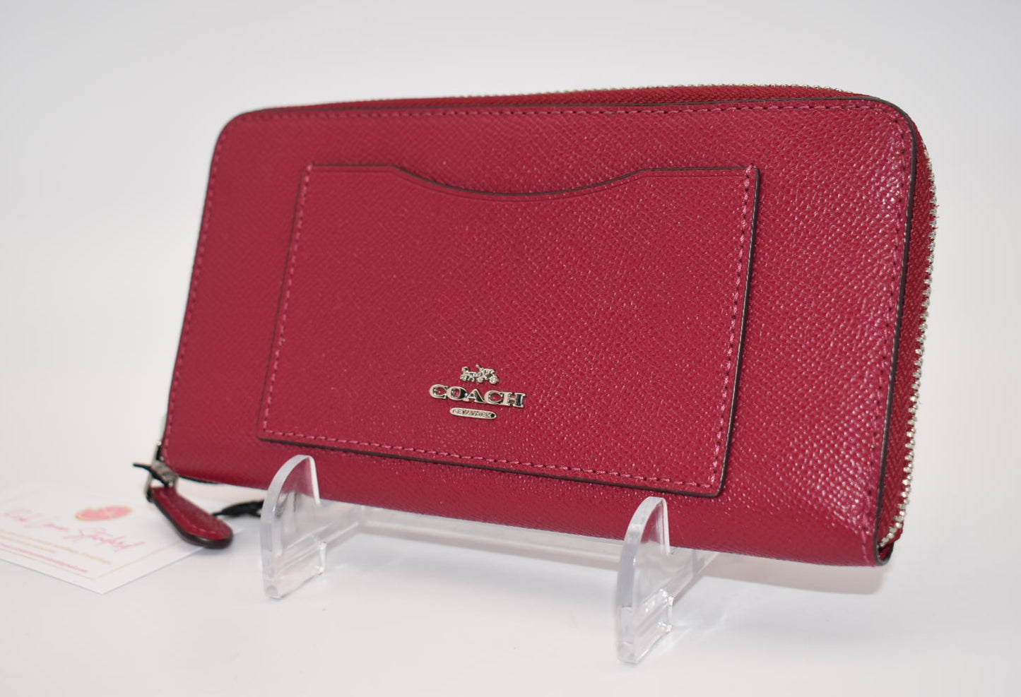 Coach Leather Accordion Wallet in Deep Pink