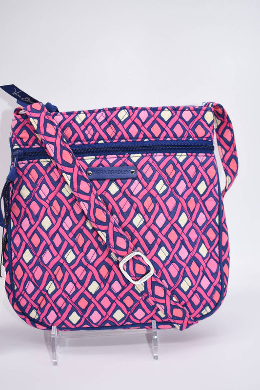 Vera Bradley Double-Zip Hipster Crossbody Bag in "Katalina Pink Diamond" Pattern