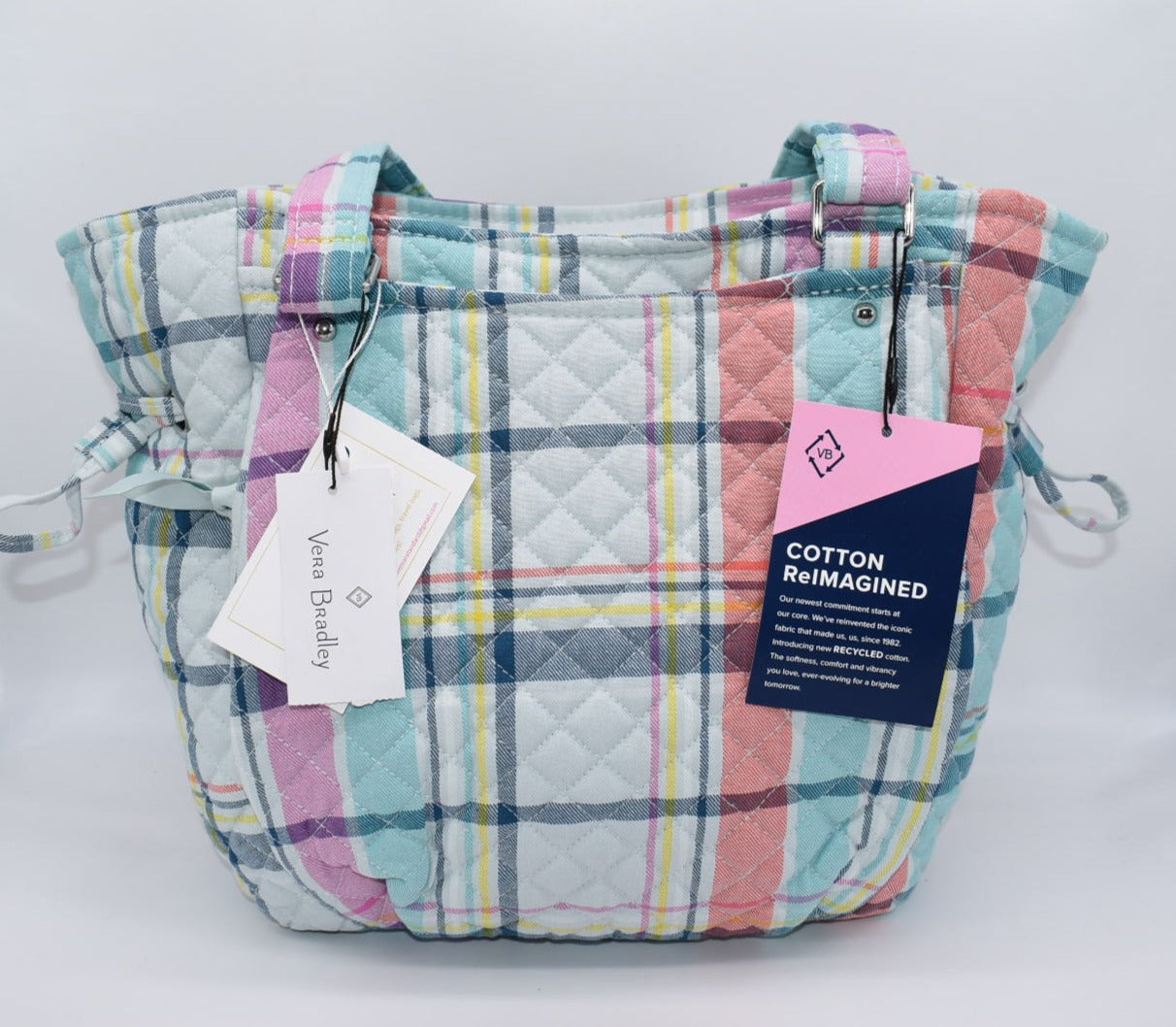 Vera Bradley Glenna Satchel Bag in "Pastel Plaid" Pattern