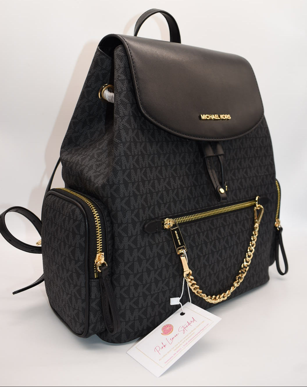 Michael Kors Jet Set Large Chain Logo Backpack in Black