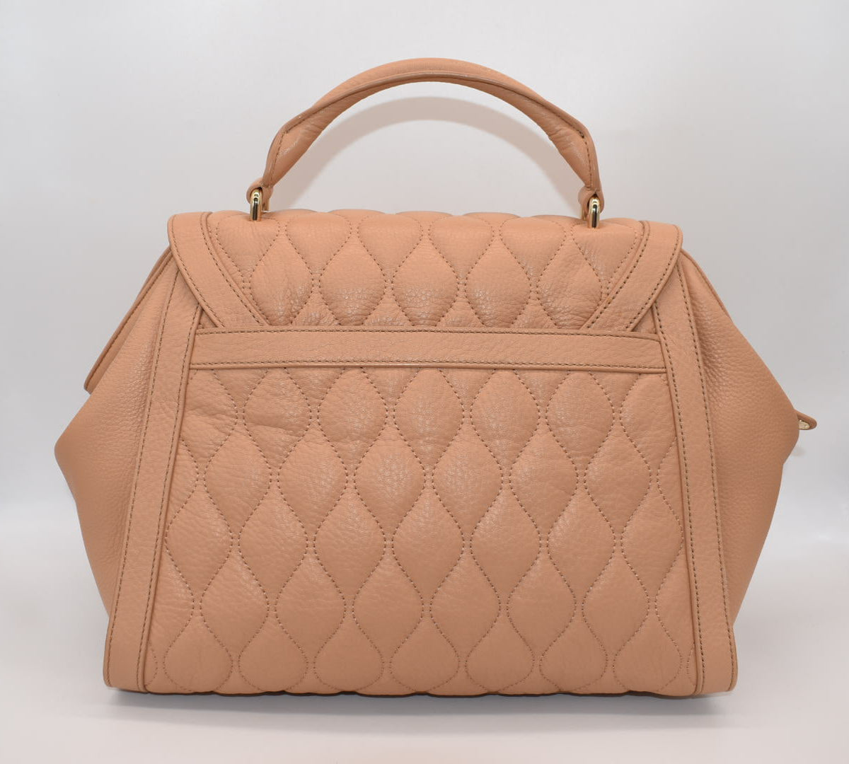 Vera Bradley Quilted Leather Stella Satchel Bag in Tan