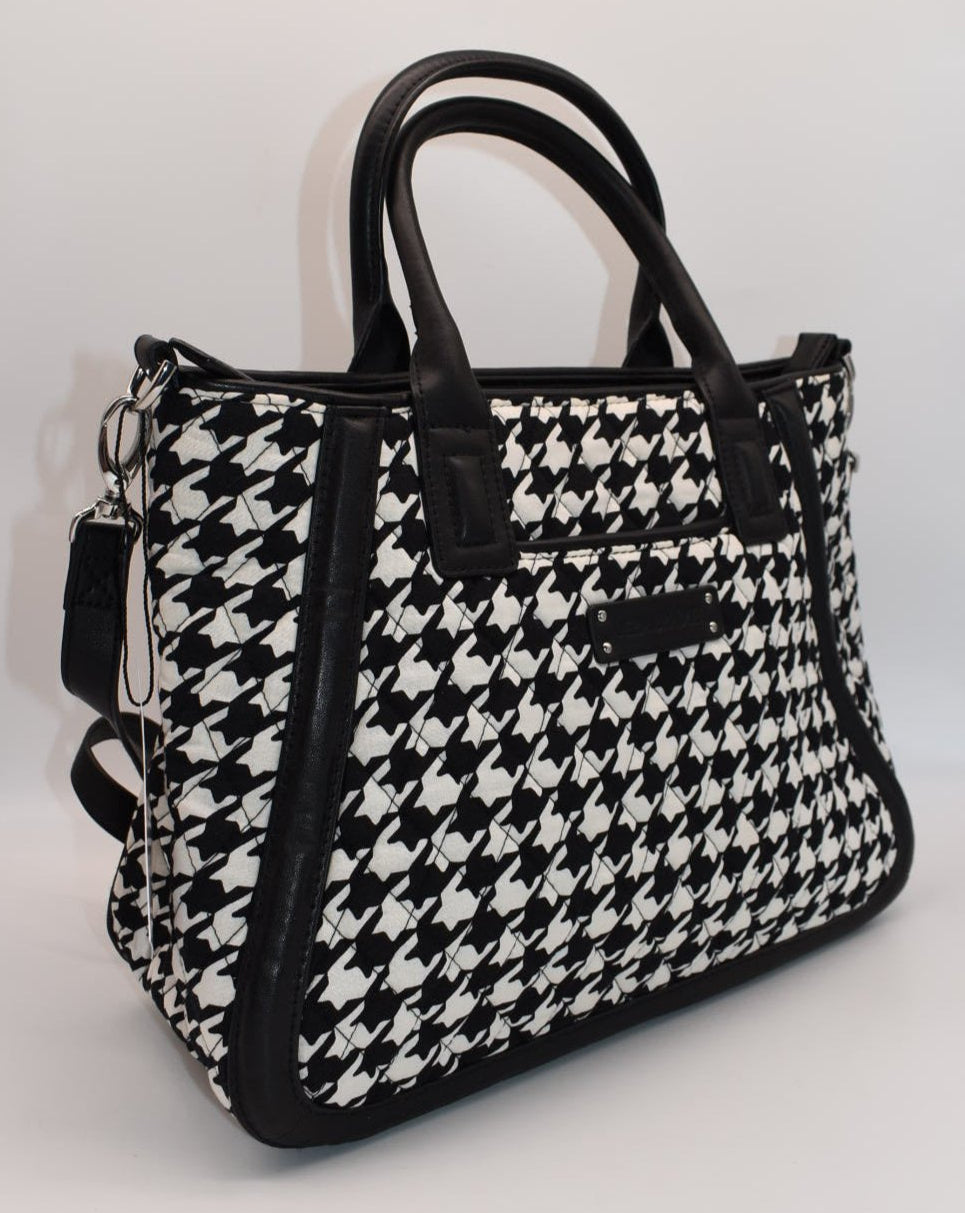 Vera Bradley Trimmed Trapeze Satchel Bag in Houndstooth Pattern