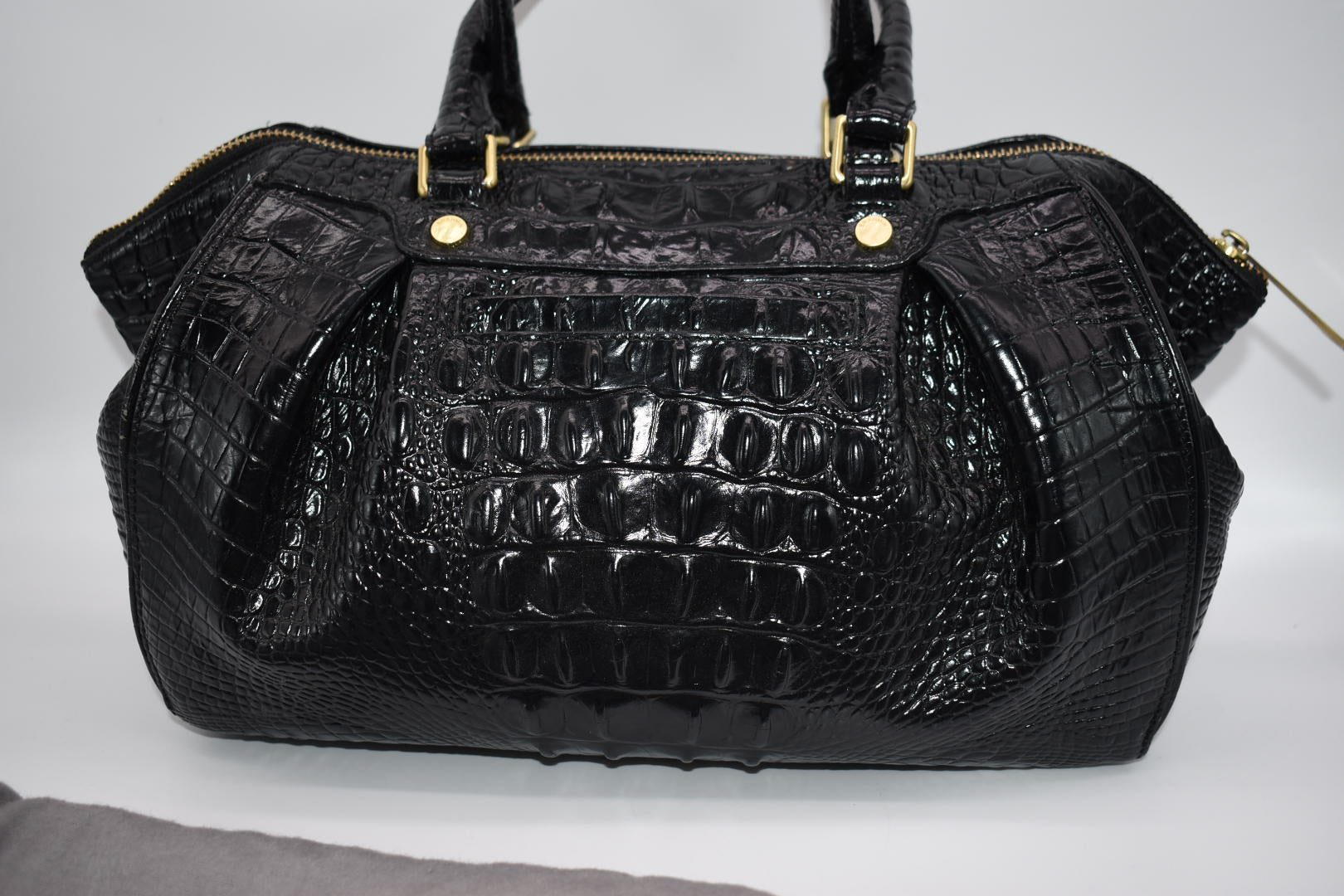 Brahmin Small Faye Satchel Bag in Melbourne Black Pink Lemon Standard